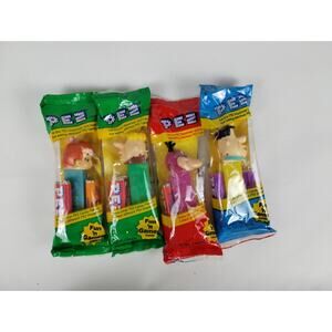 Set of 4 PEZ Dispensers Flintstones in Bag Old Collectible Retired Dispenser
